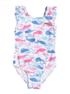 Flap Happy Girls One-Piece Swimsuit in Pink, Blue, Light Blue